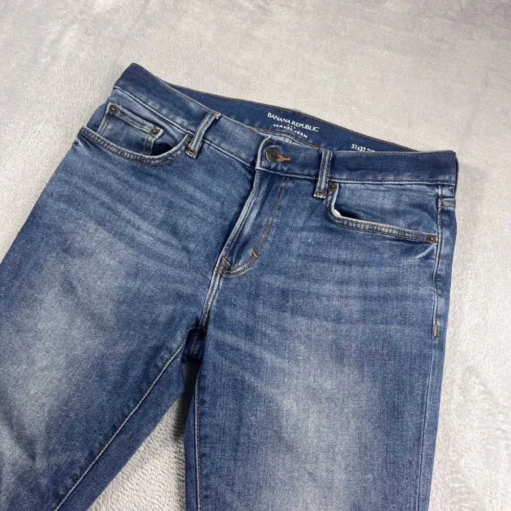 Banana Republic‎ Mens Travel Jean Slim Fit Blue Denim Pants 31x32 Medium Wash
